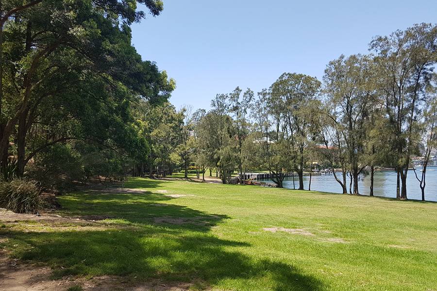 Quiet, leafy Sawmillers Reserve with waterfront views, offering a secluded dog-friendly space on Sydney's North Shore